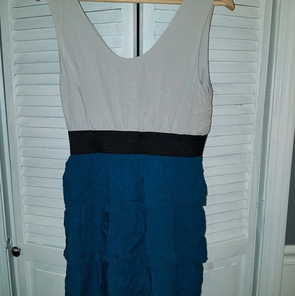 Gray and teal dress